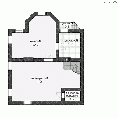 U-224-1P проект двухэтажного коттеджа из газобетона с цоколем размером 12 на 14  - цоколь