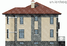 U-224-1P проект двухэтажного коттеджа из газобетона с цоколем размером 12 на 14  - вид справа