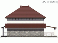 U-228-2P проект двухэтажного коттеджа из газобетона с гаражом размером 14 на 12 - вид слева