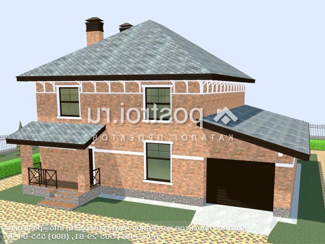 U-228-2P проект двухэтажного коттеджа из газобетона с гаражом размером 14 на 12