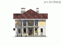 U-229-1P проект двухэтажного коттеджа из газобетона с мансардой размером 15 на 10  - вид спереди