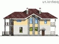 U-229-1P проект двухэтажного коттеджа из газобетона с мансардой размером 15 на 10  - вид справа