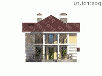 U-229-1P проект двухэтажного коттеджа из газобетона с мансардой размером 15 на 10  - вид сзади