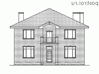 U-230-2K проект двухэтажного дома из кирпича размером 13 на 13  - вид спереди