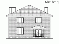 U-230-2K проект двухэтажного дома из кирпича размером 13 на 13  - вид сзади
