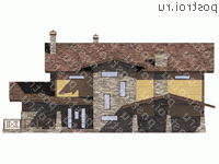 U-236-1P проект двухэтажного дома из газобетона с гаражом размером 19 на 13  - вид сзади