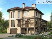 U-237-1P проект двухэтажного дома из газобетона с цоколем и гаражом размером 13 на 11 