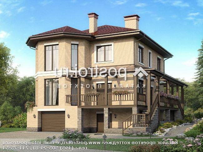 U-237-1P проект двухэтажного дома из газобетона с цоколем и гаражом размером 13 на 11 