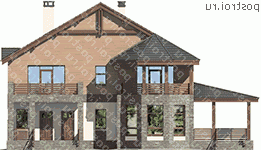 U-241-1P проект двухэтажного дома из газобетона размером 15 на 13  - вид спереди