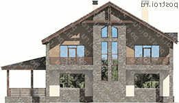 U-241-1P проект двухэтажного дома из газобетона размером 15 на 13  - вид сзади