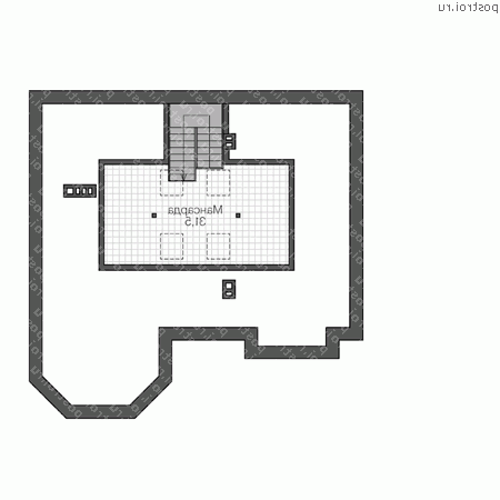 U-244-1P проект двухэтажного дома из газобетона с мансардой размером 13 на 13  - мансарда