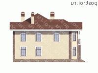 U-244-1P проект двухэтажного дома из газобетона с мансардой размером 13 на 13  - вид справа