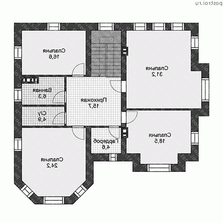 U-251-1K проект двухэтажного коттеджа из кирпича размером 14 на 15  - 2-й этаж