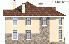 U-251-1K проект двухэтажного коттеджа из кирпича размером 14 на 15  - вид справа