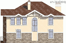 U-251-1K проект двухэтажного коттеджа из кирпича размером 14 на 15  - вид сзади