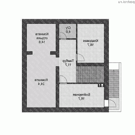 U-259-1K проект двухэтажного коттеджа из кирпича с цоколем размером 11 на 10  - цоколь