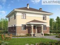 U-259-1K проект двухэтажного коттеджа из кирпича с цоколем размером 11 на 10 