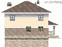 U-259-1K проект двухэтажного коттеджа из кирпича с цоколем размером 11 на 10  - вид справа