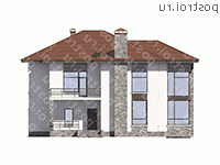 U-268-1K проект двухэтажного дома из кирпича размером 15 на 15  - вид спереди