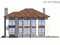 U-268-1K проект двухэтажного дома из кирпича размером 15 на 15  - вид слева