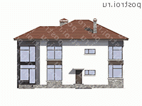 U-268-1K проект двухэтажного дома из кирпича размером 15 на 15  - вид сзади