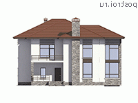 U-268-3K проект двухэтажного дома из кирпича размером 15 на 15  - вид спереди