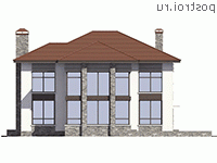 U-268-3K проект двухэтажного дома из кирпича размером 15 на 15  - вид слева