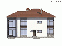 U-268-3K проект двухэтажного дома из кирпича размером 15 на 15  - вид сзади