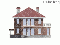 U-270-1K проект двухэтажного дома из кирпича с цоколем размером 12 на 9  - вид спереди