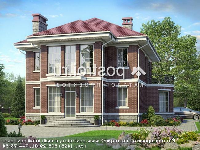 U-270-1K проект двухэтажного дома из кирпича с цоколем размером 12 на 9 