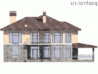 U-276-1P проект двухэтажного дома из пеноблоков размером 13 на 15  - вид спереди