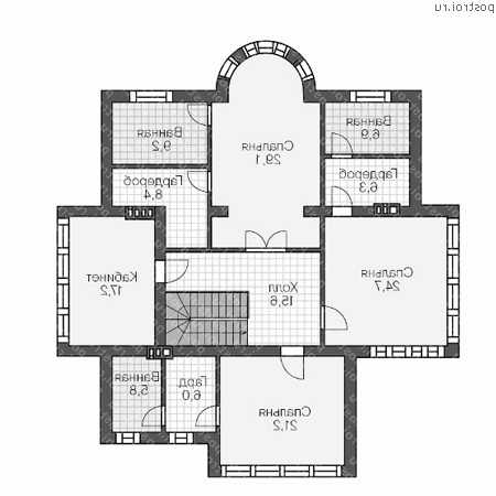 U-279-1P проект двухэтажного дома из пеноблоков размером 17 на 16  - 2-й этаж