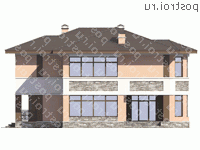 U-279-1P проект двухэтажного дома из пеноблоков размером 17 на 16  - вид слева