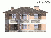 U-279-1P проект двухэтажного дома из пеноблоков размером 17 на 16  - вид сзади
