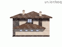 U-290-1P проект двухэтажного дома из пеноблоков с гаражом размером 13 на 17 - вид слева