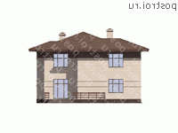 U-290-1P проект двухэтажного дома из пеноблоков с гаражом размером 13 на 17 - вид справа