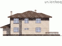 U-290-1P проект двухэтажного дома из пеноблоков с гаражом размером 13 на 17 - вид сзади