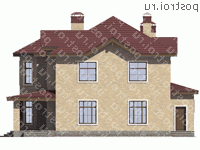 U-291-1K проект двухэтажного коттеджа из кирпича с мансардой размером 15 на 13  - вид слева