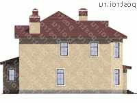 U-291-1K проект двухэтажного коттеджа из кирпича с мансардой размером 15 на 13  - вид справа