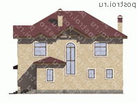 U-291-1K проект двухэтажного коттеджа из кирпича с мансардой размером 15 на 13  - вид сзади