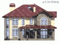 U-294-1P проект двухэтажного дома из пеноблоков с мансардой размером 13 на 13  - вид спереди