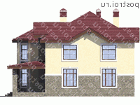 U-294-1P проект двухэтажного дома из пеноблоков с мансардой размером 13 на 13  - вид слева