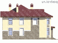 U-294-1P проект двухэтажного дома из пеноблоков с мансардой размером 13 на 13  - вид справа