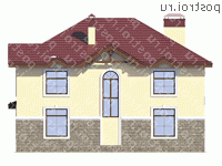 U-294-1P проект двухэтажного дома из пеноблоков с мансардой размером 13 на 13  - вид сзади