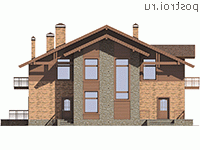 U-296-1P проект двухэтажного дома из пеноблоков размером 15 на 14 - вид спереди