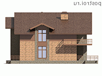 U-296-1P проект двухэтажного дома из пеноблоков размером 15 на 14 - вид слева
