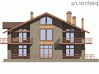 U-296-1P проект двухэтажного дома из пеноблоков размером 15 на 14 - вид сзади