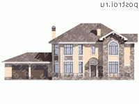 U-300-1P проект двухэтажного дома из пеноблоков с гаражом размером 13 на 22  - вид спереди