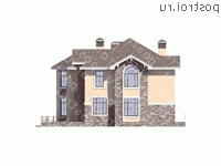 U-300-1P проект двухэтажного дома из пеноблоков с гаражом размером 13 на 22  - вид слева