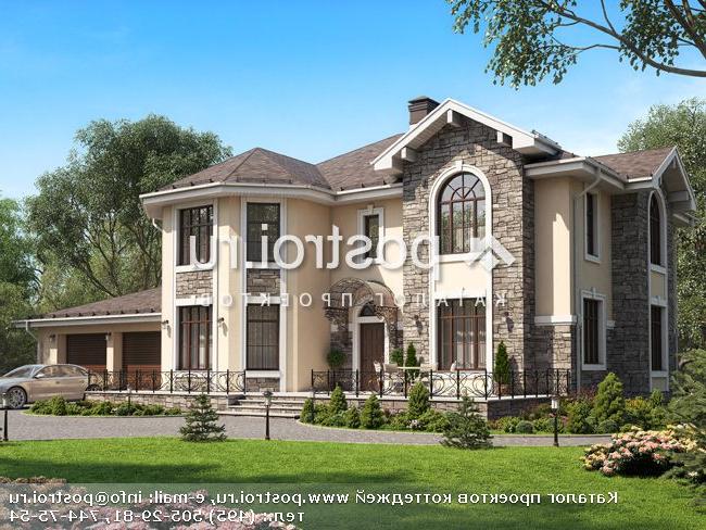 U-300-1P проект двухэтажного дома из пеноблоков с гаражом размером 13 на 22 